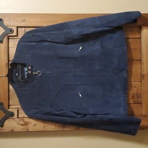 Laura Vintage Blue Suede Motorcycle Jacket XL